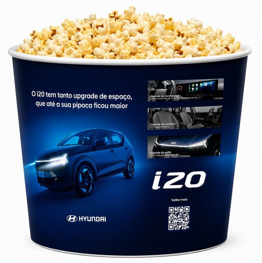 Hyundai i20 oferece “upgrade” na pipoca do cinema no Bourbon Shopping, em São Paulo